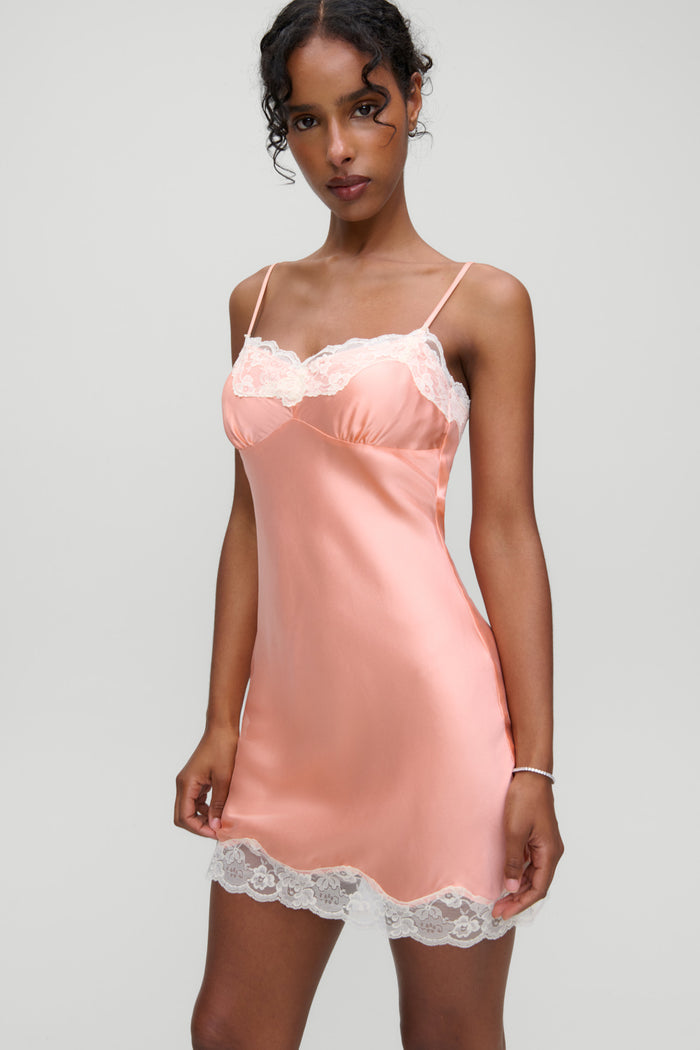 x Devon Lee Carlson Liz Silk Slip Dress - Sunrise Peach