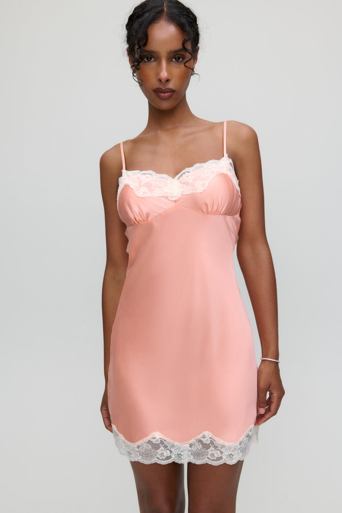 x Devon Lee Carlson Liz Silk Slip Dress - Sunrise Peach