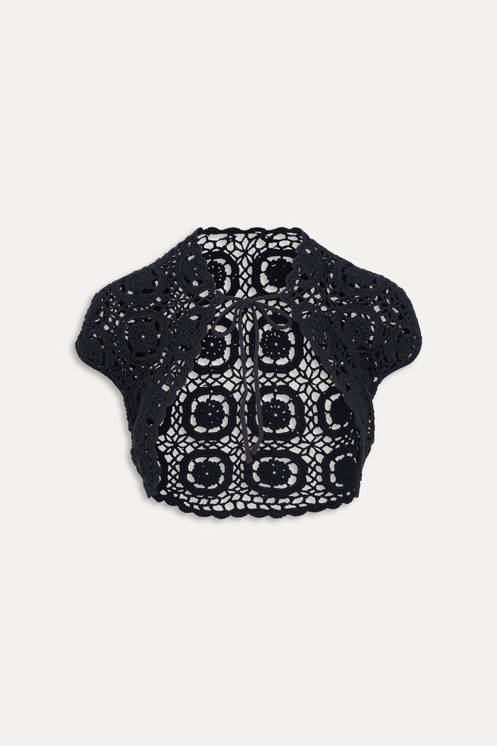 x Devon Lee Carlson Pinky Promise Crochet Bolero - Noir