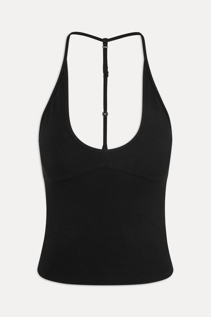 x JENNIE Chantal Cotton Halter Top - Black