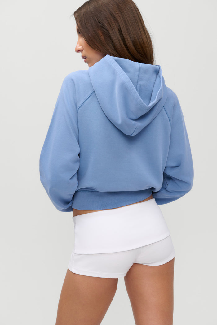 x JENNIE Jane Cropped Terry Hoodie - Jennie Blue