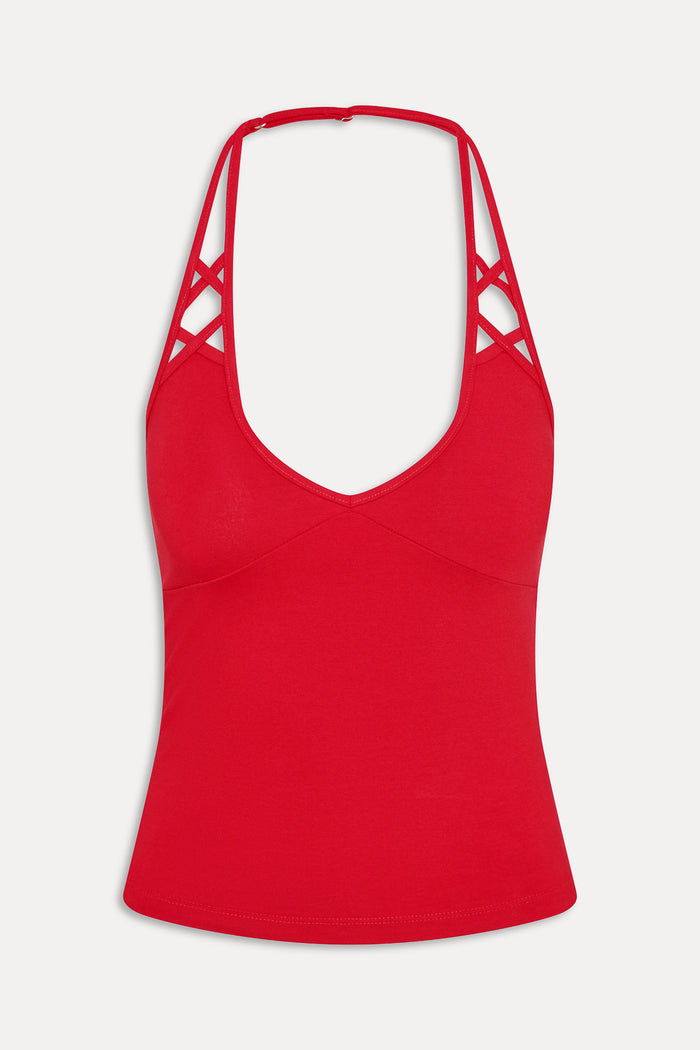 x JENNIE Nora Cotton Halter Top - Roses