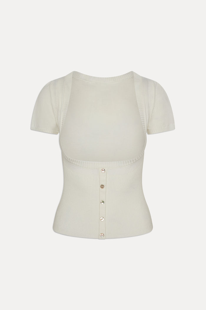 x JENNIE Sofia Knit Top - Coconut Cream