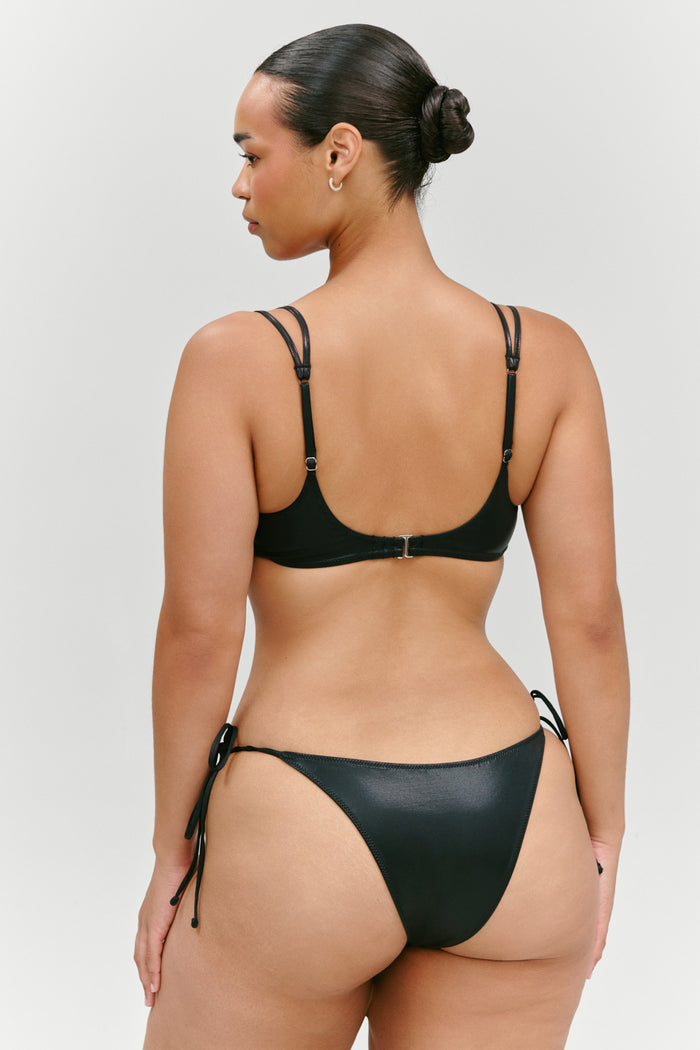 x KHY Cherish Metallic Push Up Bikini Top - Black Chrome