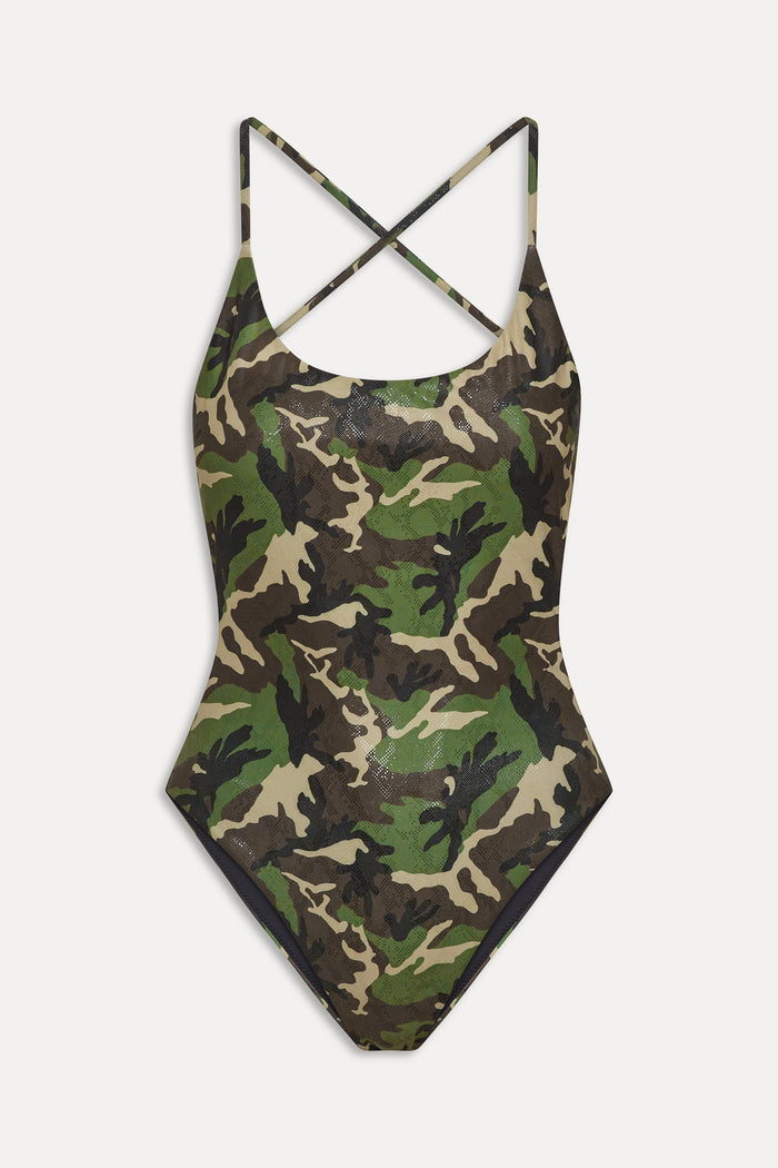 x KHY La Plage Foil One Piece Swimsuit - Camo