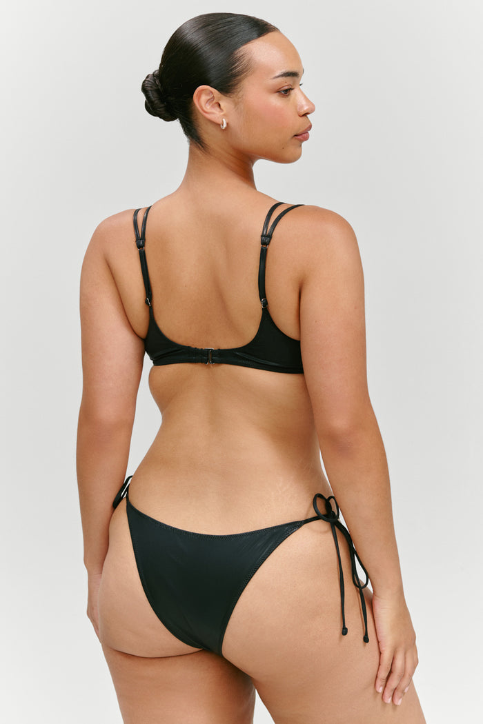 x KHY Cherish Metallic Push Up Bikini Top - Black Chrome