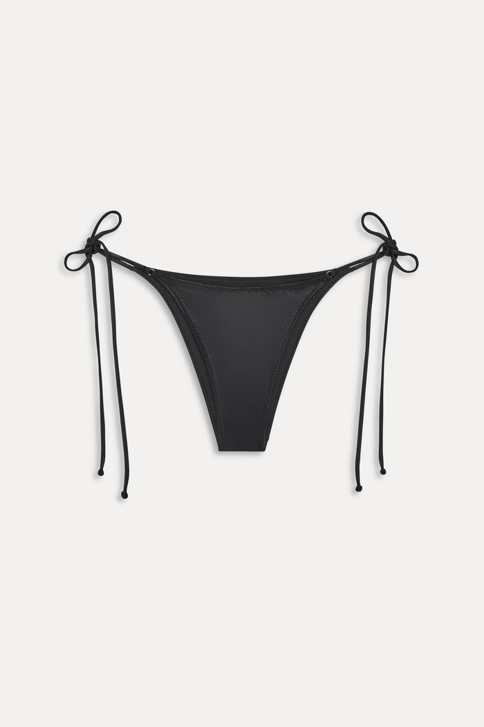 x KHY Mackenzie Metallic String Bikini Bottom - Black Chrome