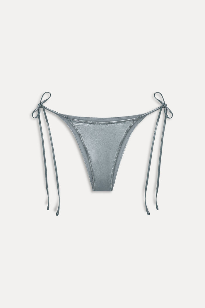 x KHY Mackenzie Metallic String Bikini Bottom - Chrome