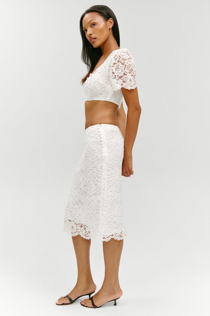 x Paige Lorenze Honeymoon Lace Midi Skirt - Sunday Ceremony