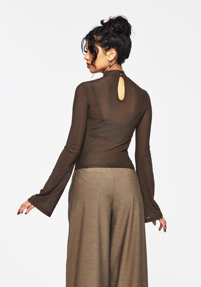 Yasmin Mesh Flare Sleeve Top